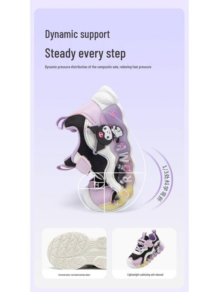 Kuromi Girls' Light-Up Toddler Sneakers – Cute Autumn 2025 Fashion Style