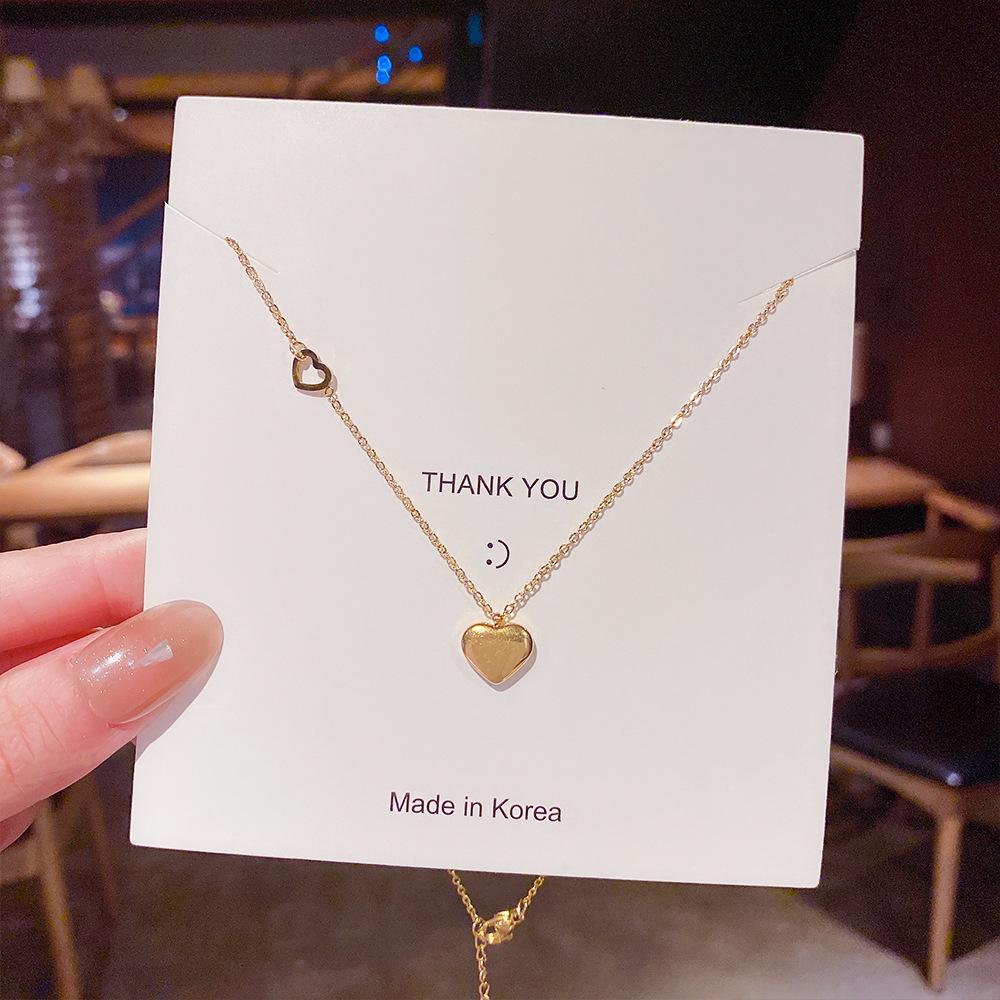 Minimalist Clavicle Necklace: Japanese & Korean Style, Luxurious Real Gold-Plated Titanium Steel Pendant for Women