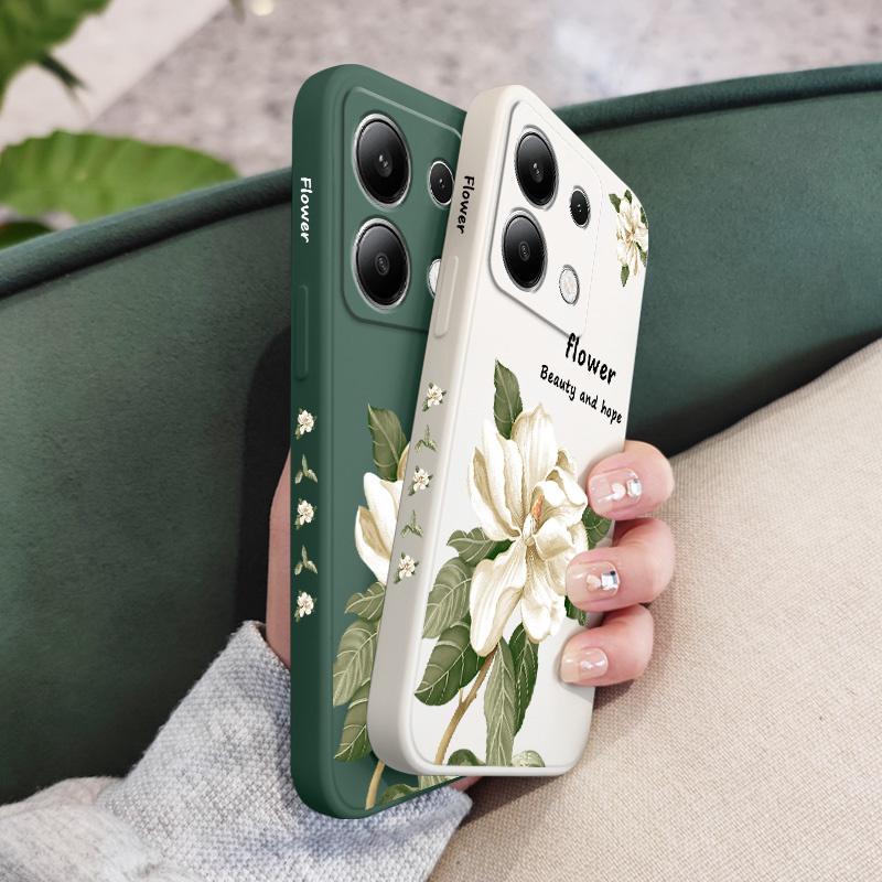 Magnolia Flowers Phone Case For Xiaomi Redmi Note 13 12 12S 11 11S 10 10S 9 9S Pro Plus 4G 5G Liquid Silicone Cover