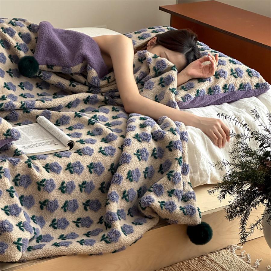 Vintage Jacquard Sherpa Fleece Throw Blanket Heavy Weight Plush Couch Bed Warm Cozy Air Conditioning Quilt Winter Warm Gift