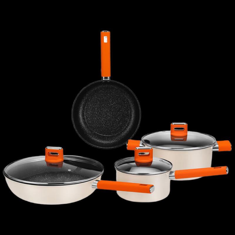 Desmond Jincheng Orange Fine Iron Non-Stick Cookware Set