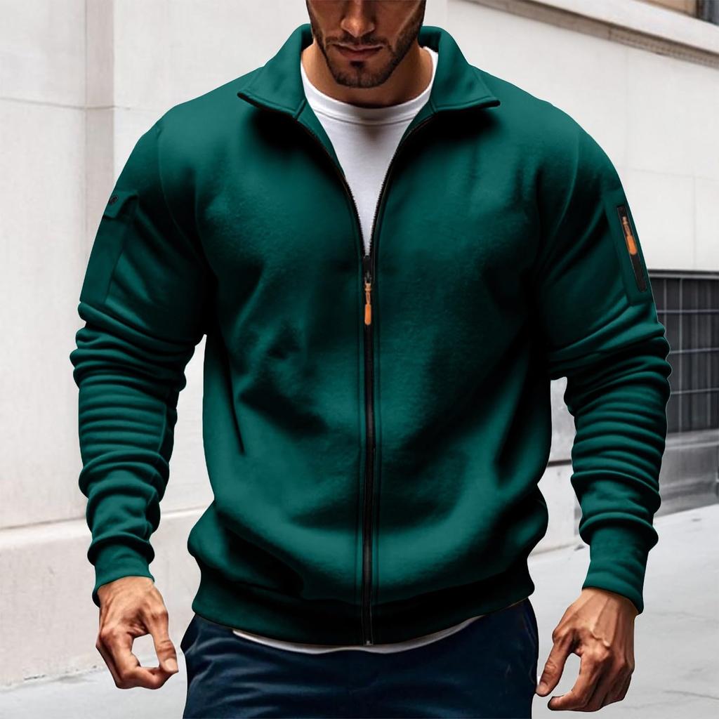 Mens Full Zip Sweatshirts And Tall Casual Stand Collar  Workout Jackets Outdoor Lightweight Athletic Coat