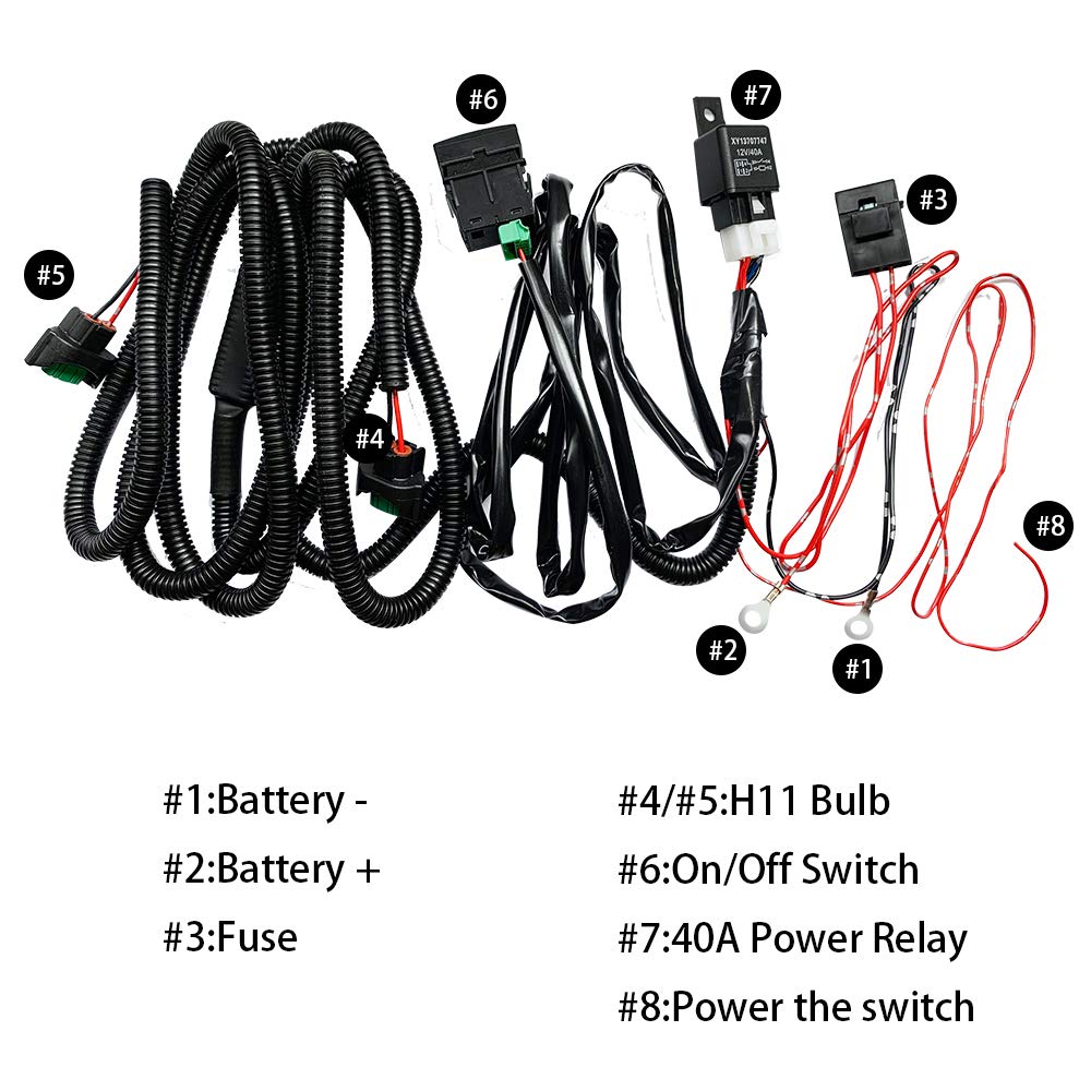 HUIQIAODS H8/H11/H16 LED Compatible Fog Wiring General Purpose With Switch For Fog Lights Relay