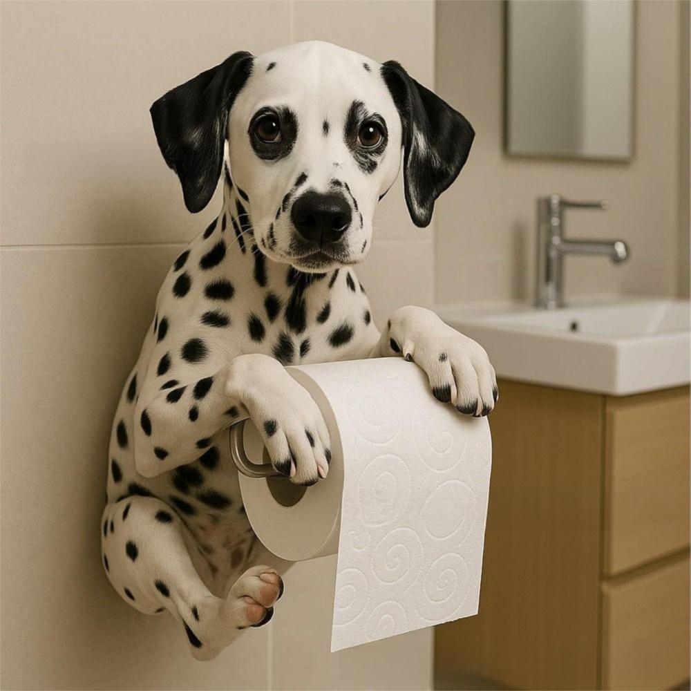 Resin Dog Toilet Paper Holder 3D Dog Shape Hanging Paper Towel Stand  Bathroom
