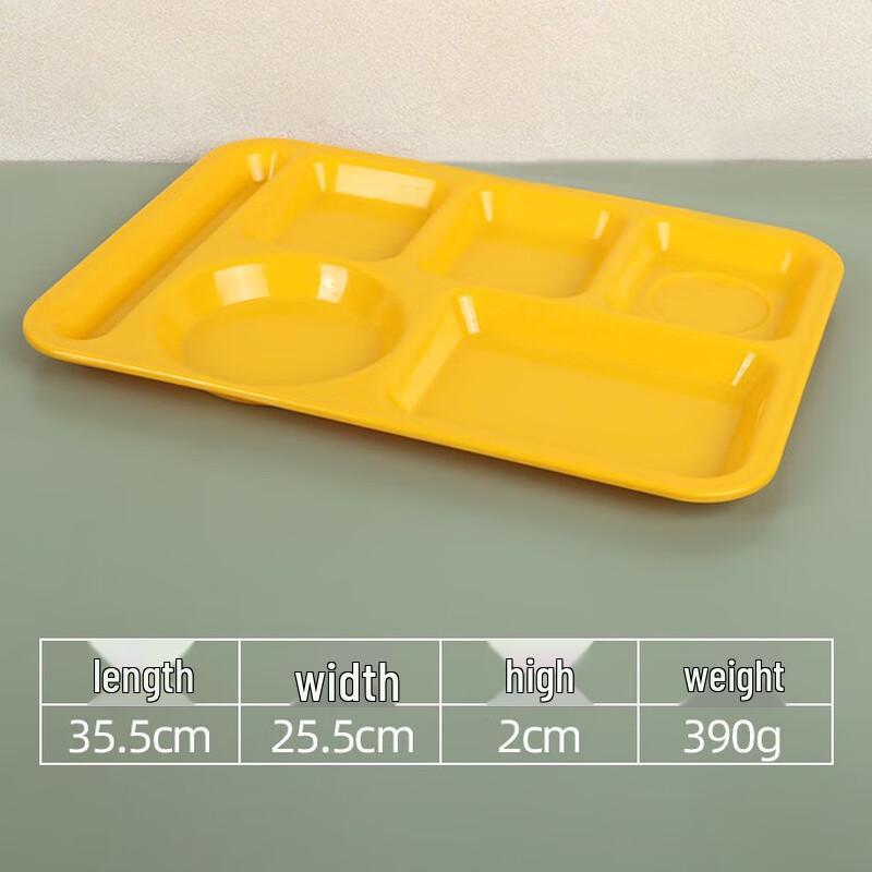 A5 Melamine 6-Compartment Rectangular Divided Fast Food Tray