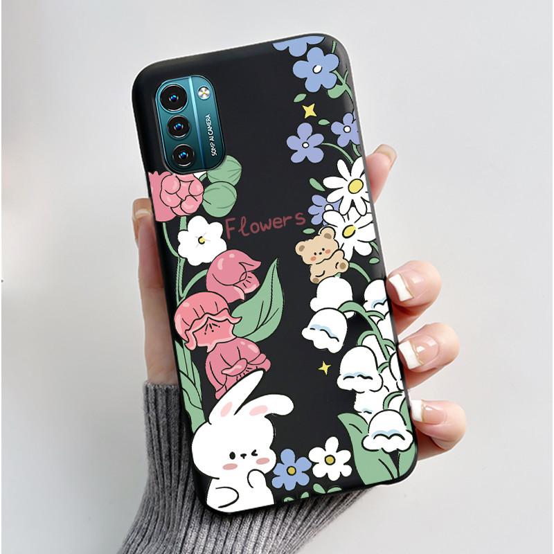For Nokia G21 G11 Plus Case Cute Love Rabbit Cartoon Black TPU Silicone Soft Cover For NokiaG21 G 11 G11Plus Bumper Phone Case