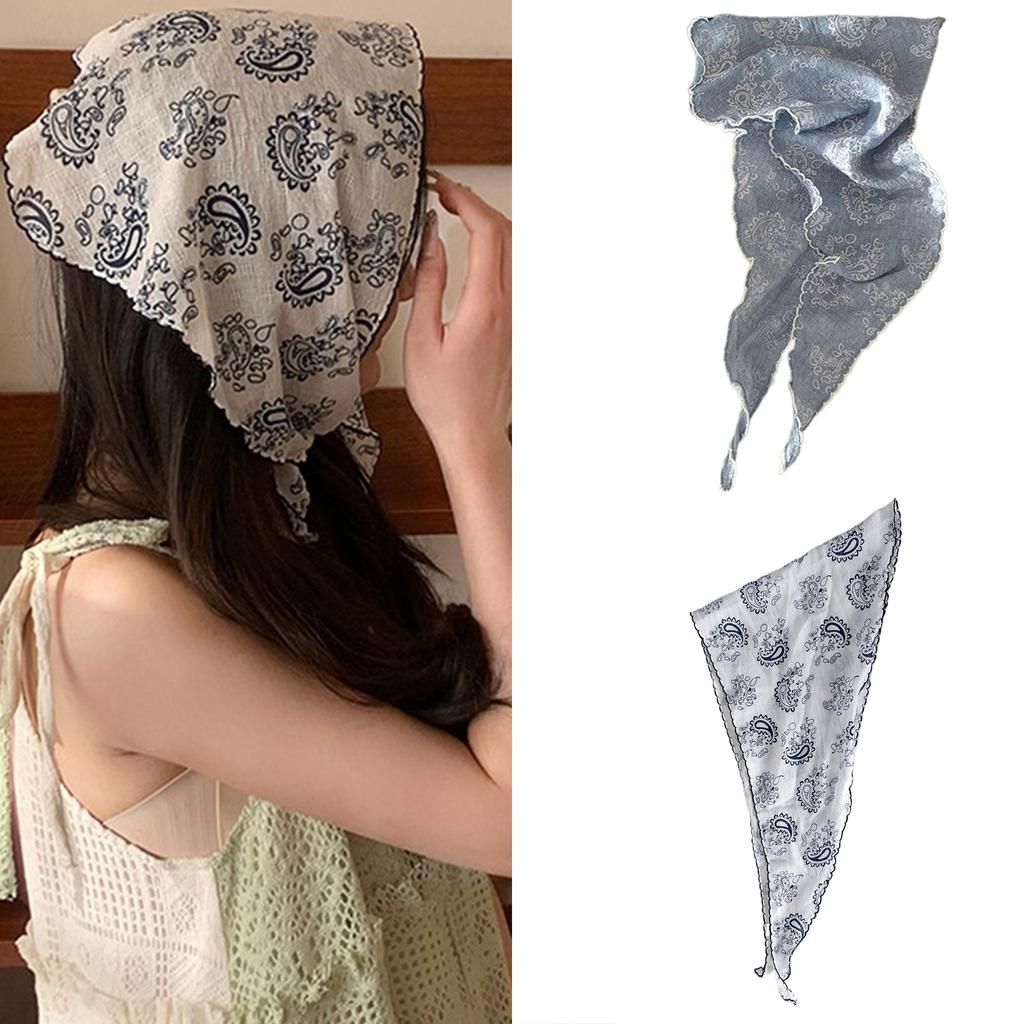 Multiuse Flower Print Headscarf Thin Headwrap Photo Bandana for Women Fashionable Head Covers for Spring Music Festival