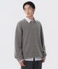Oversized Ribbed Crew Neck Knit [Melange Light Grey]