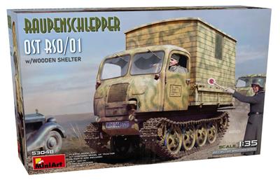 Miniart Scale Laupenschlepper OST with Wooden Shelter Plastic Model Kit MA53048 1/35 RSO/01 (Military Vehicle)