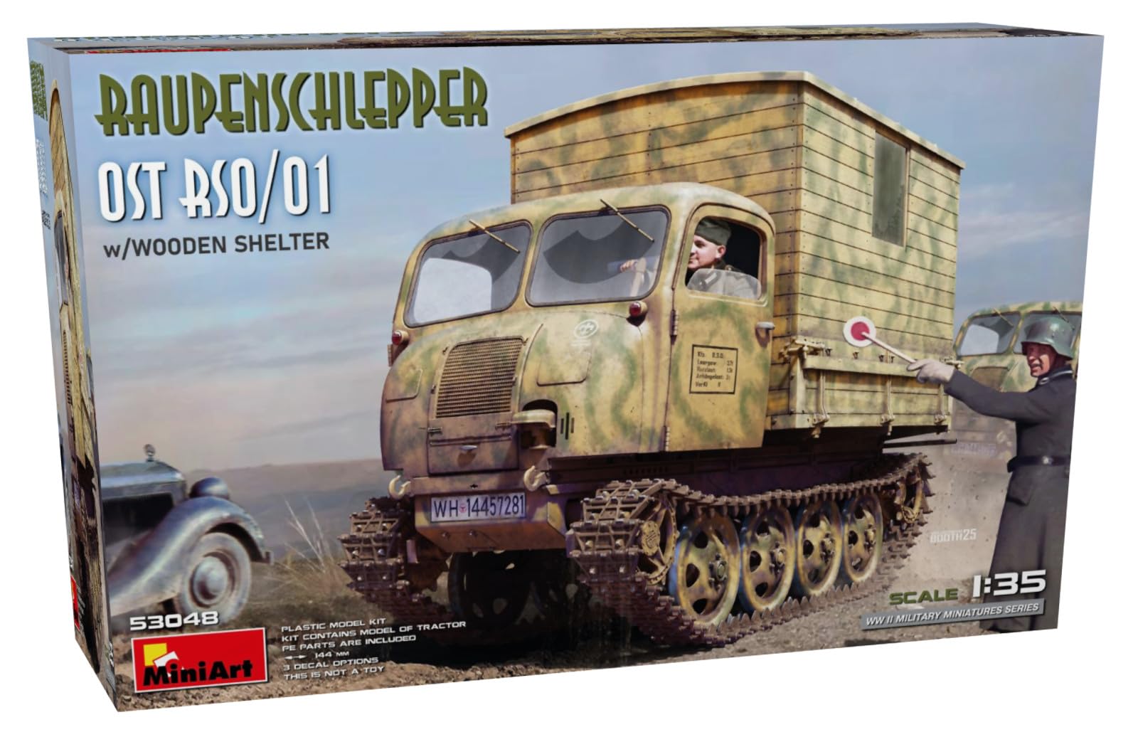 

Miniart Scale Laupenschlepper OST with Wooden Shelter Plastic Model Kit MA53048 1/35 RSO/01 (Military Vehicle)