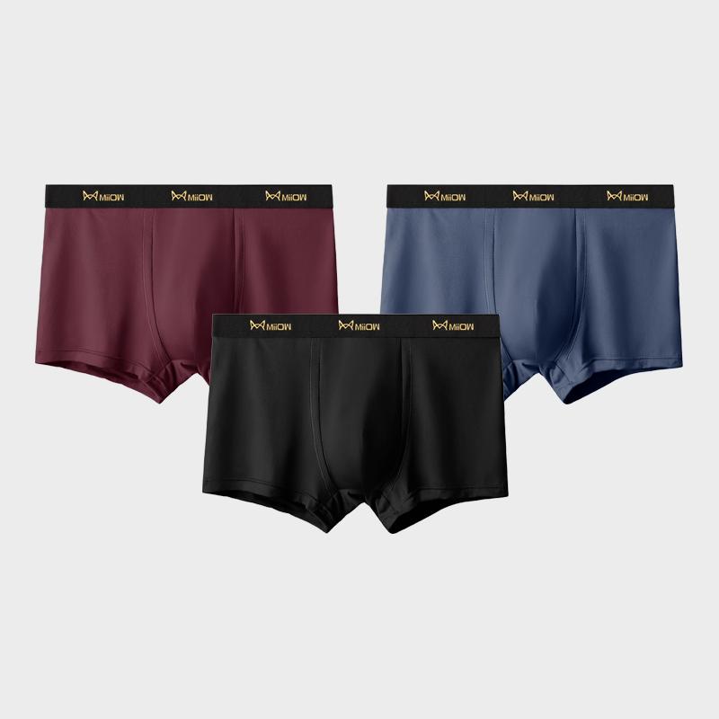 MiiOW 3Pcs Men's Underwear Boxer Shorts Youth Cotton Men's Boxing Shorts, Breathable Underwear