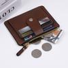Portefeuille porte-cartes en cuir vintage pour homme Blocage RFID Fin Fermeture éclair Porte-monnaie Portefeuille minimaliste pour poche avant avec plusieurs fentes pour cartes et fermeture à bouton-pression