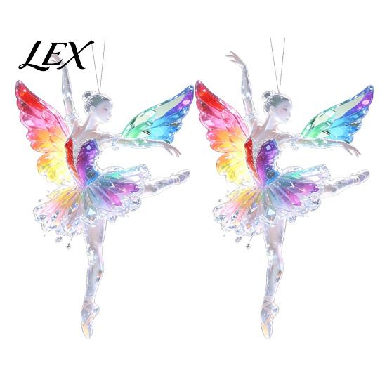 Cute Hanging Accessories 2Pcs Glitter Ballet Girl Keychain, 2D Acrylic Pendant for Bag Backpack, Sparkling Durable Crafts Dancer Car Rearview