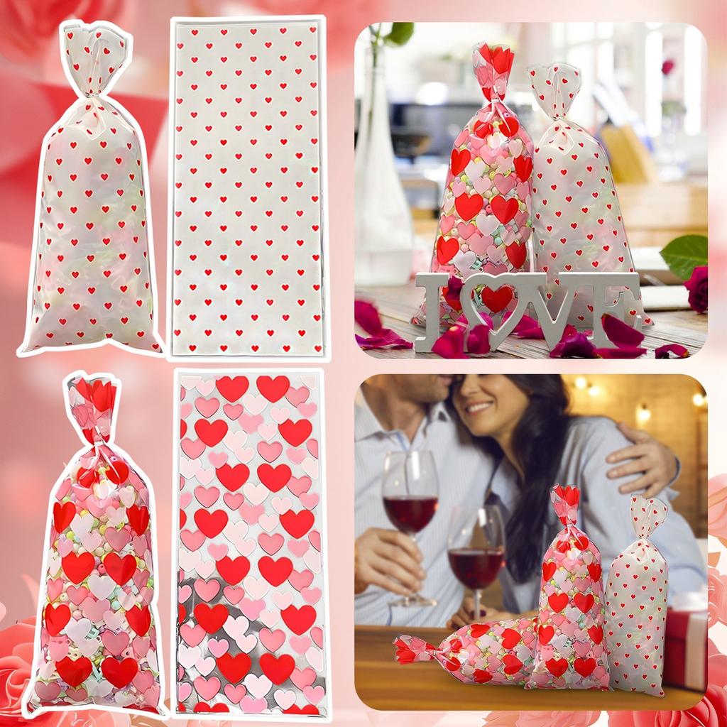 OPP Flat Candy Bag Valentine's Day Gift Bag Love Color Printing Bag Snack Packaging Bag 50pcs