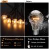 15M Solar String Lights Outdoor Patio Lights USB Recharger 8 Light Modes Shatterproof Bulbs Weatherproof Hanging Christmas Light