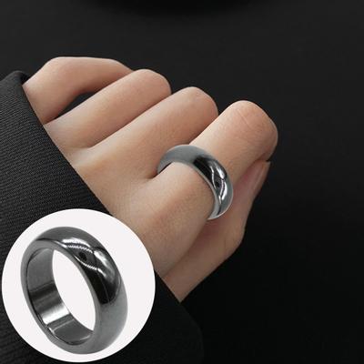 Fashion Simple 6mm Width Flat Hematite Magnetic Finger Ring Unisex Ring