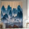 1Pc Landscape Mountain And River Shower Curtain Bathroom Decor Polyester Fabric Bathtub Divider Hanging Curtain With 12 Hooks