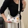 New Crocodile Pattern French Toast Bag Fashion Flower Embroidery Chain Shoulder Bag Women's Shoulder Cross-Body Bag AVE