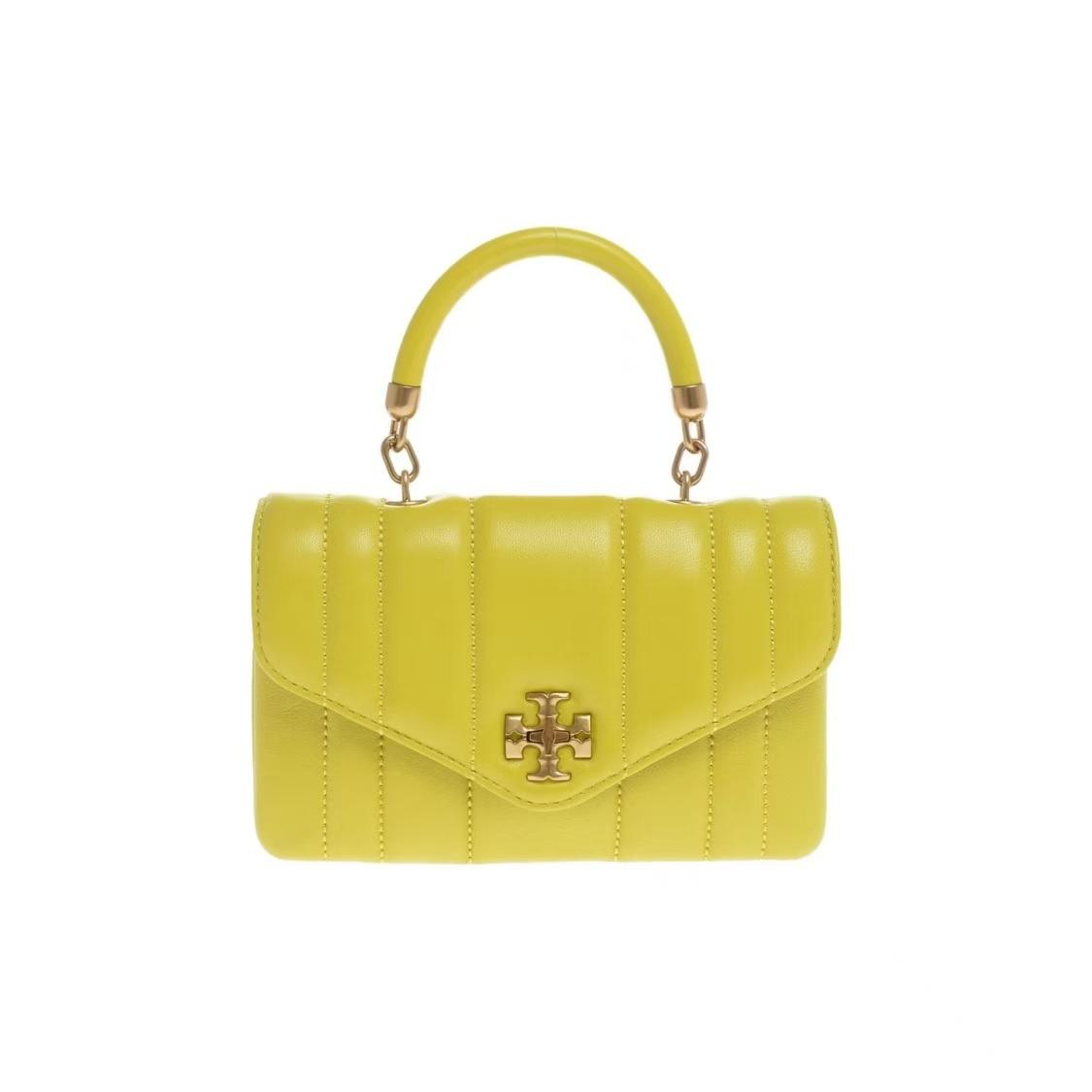 

Tory Burch Kira Double T Logo Leather Crossbody Tote Bag Mini Women Handbags Yellow 143506-701 Basic Set (Bag+Dust Bag)
