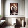Retro Creative Animal Bathroom Canvas Painting Lion Cat Bar Toilet Bathroom Decoration Painting for Modern Living Room Asian Style Home Decor