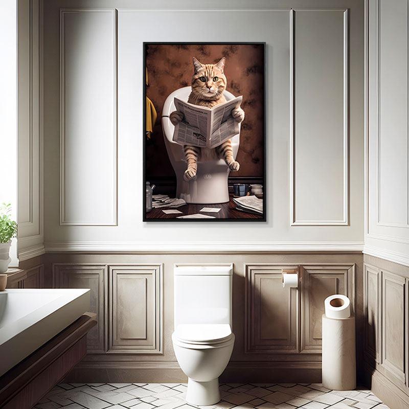 Retro Creative Animal Bathroom Canvas Painting Lion Cat Bar Toilet Bathroom Decoration Painting for Modern Living Room Asian Style Home Decor
