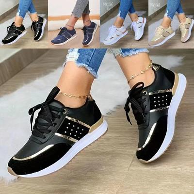 Damskie Sportowe Do Biegania Codzienne Trampki Lekkoatletyczne Tenisowe Mokasyny Deskorolkowe Płaskie Buty Wygodna Platforma Elegancka Moda Koszykówka