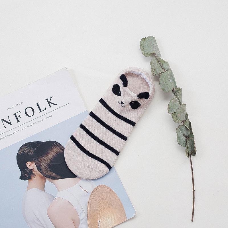 5 Pairs Women's Socks Spring Summer Three-Dimensional Shallow Mouth Cartoon Female Cotton Invisible Japanese Cute Animals Socks
