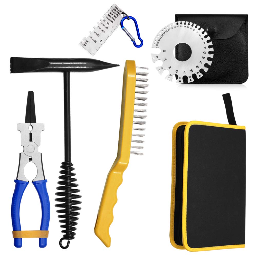 

SPEEDWOX Welding Welding Stainless Steel Wire Thickness Tool Storage Welding Supplies Ceramic Welding Measuring Tool Pliers, Hammer, Brush, Gauge,