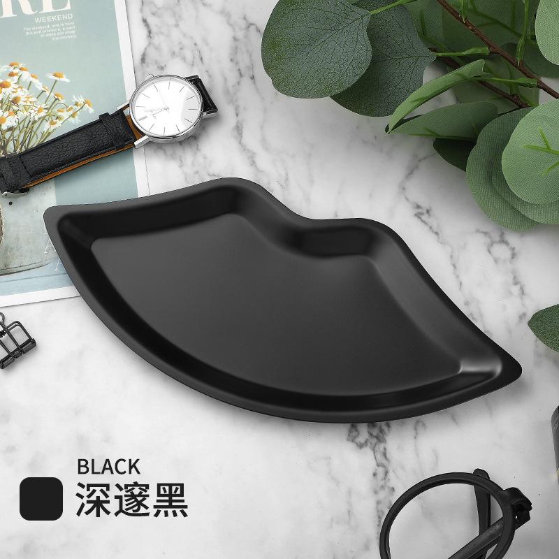Korean Style Ins Style Stainless Steel Lip Shaped Jewelry Tray Home Cosmetics Metal Tray Female Jewelry Storage Tray Decorative