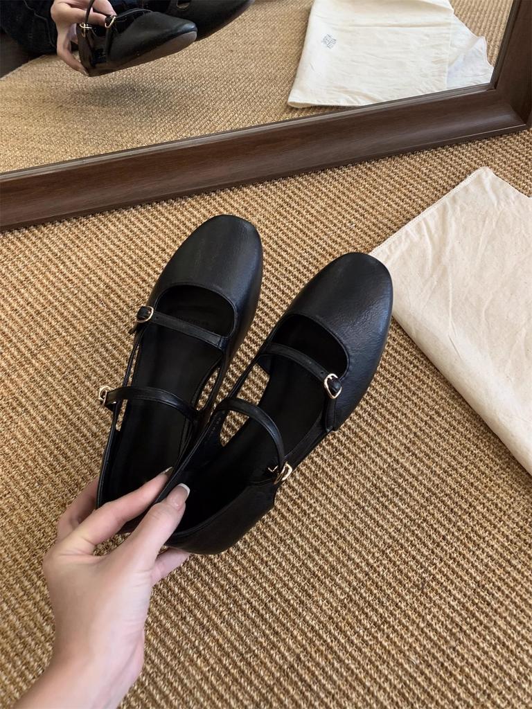 Flat French small red Mary Jane single shoes shoes 2025 summer with skirt wedding shoes ballet evening shoes