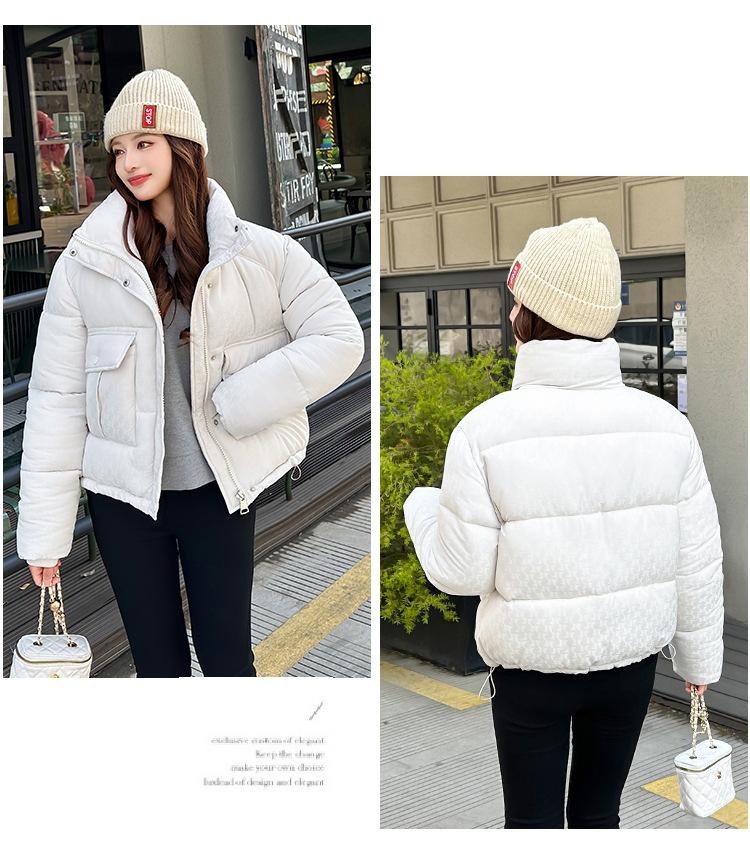 Women’s Short Houndstooth Windproof Thicken Warm Winter Jacket Puffer Jacket