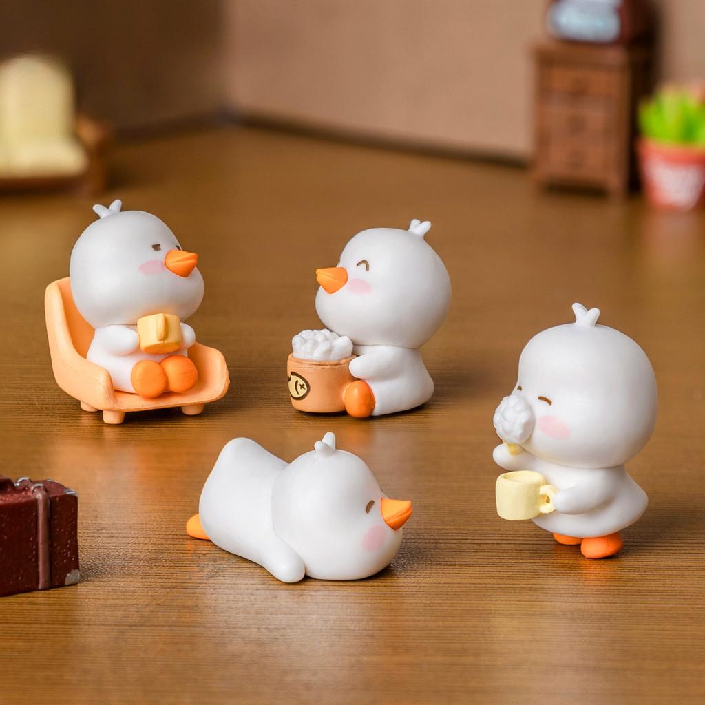 6Pcs Cartoon White Duck Animal Miniatures Resin Ornaments Fairy Garden Decoration Micro Landscape