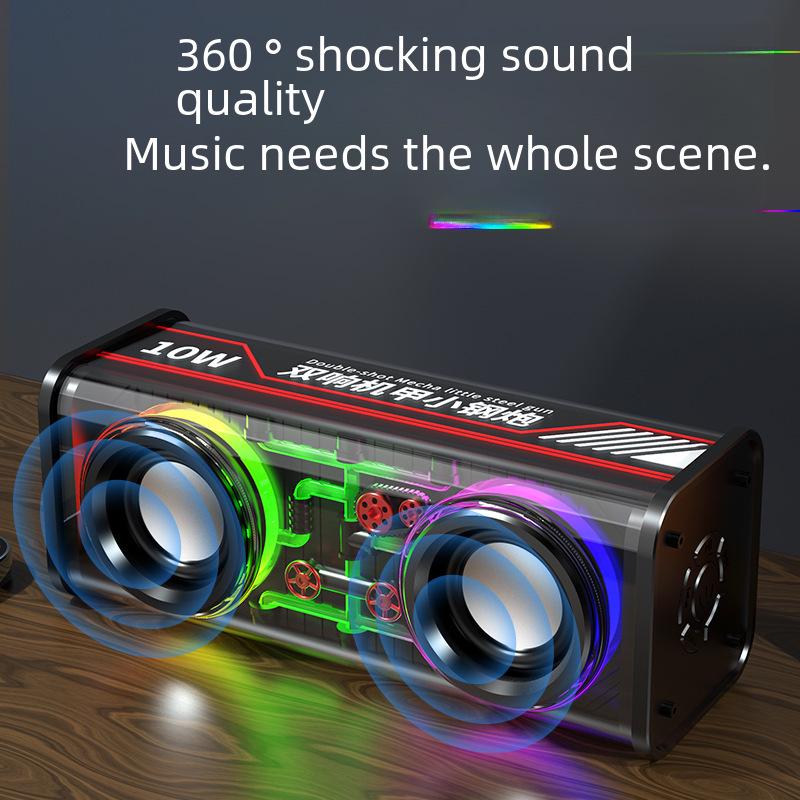 V8 Transparent Mecha Mini Bluetooth Speaker with Subwoofer