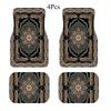 4Pcs set Bohemian Retro Style Pattern Car Carpet, Ethnic Style Design, Easy-to-Clean Car Interior Accessories, Art Decoration