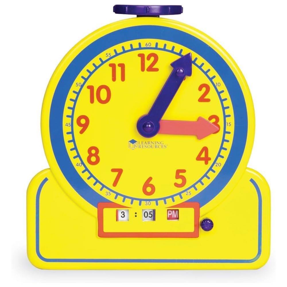 Learning Resources Primary Time Teacher Junior 12-Hour Learning Clock Digital and Analog Educational Clock for Students LER 2994