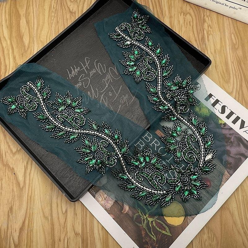 Beaded Lace Embroidery Collar Applique Patches DIY Collar Trim Dress Clothing Decorative Accessorie Material Sew On Patches