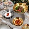 Hot 1PC Thickened New Stainless Steel Disc Golden Cafe Tray Dining Disc Fruit Meat Dessert High Quality Round Plate Shallow Tray