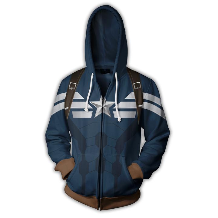 Autumn Men's Captain America Zipper Hoodie Sweatshirt