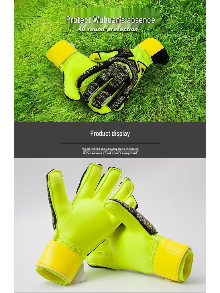 "Thickened Latex Goalkeeper Gloves with Finger Protection for Kids and Adults”