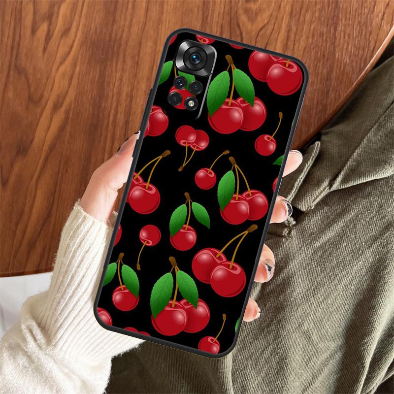 Food Fruit Red Cherry Case For Xiaomi Redmi Note 14 Pro 13 12 11 10 15 Pro Plus Redmi 15 C 13 10C 12C 14C 13C Cover
