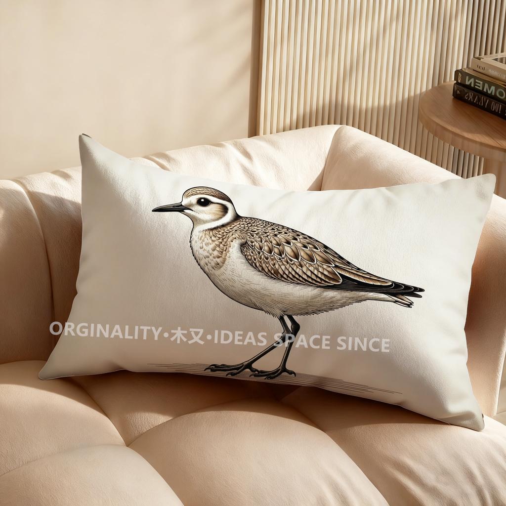 2D Stylish Bird-Print Rectangle Pillow Suitable For Sofa Bedroom Car Pillow Cover Cushion Rectangular Back Cushion