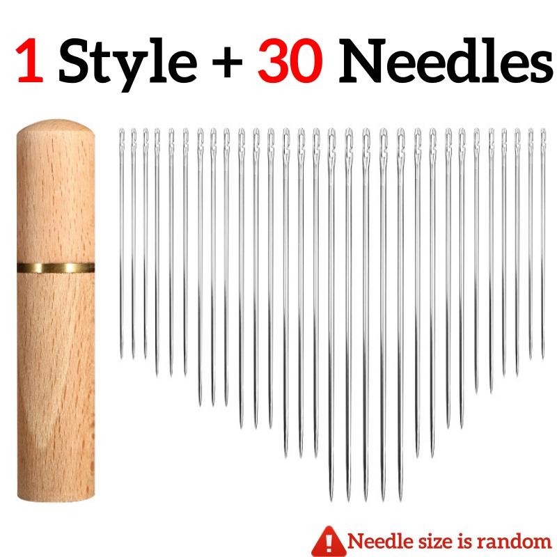30PCS Side Hole Blind Sewing Needles Stainless Steel Quick Automatic Self-Threading Needles DIY Hand Sewing Needles Accessories