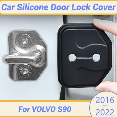For VOLVO S90 2016- Silicone Car Door Lock Buckle Protection Cover Elastic Anti-Collision Shock Absorbing Pad