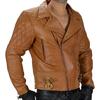 NOORA Men's Tan Brown Leather Jacket With Zipper & Pockets | Men's Motorcycle Jacket | Classical Western Jacket