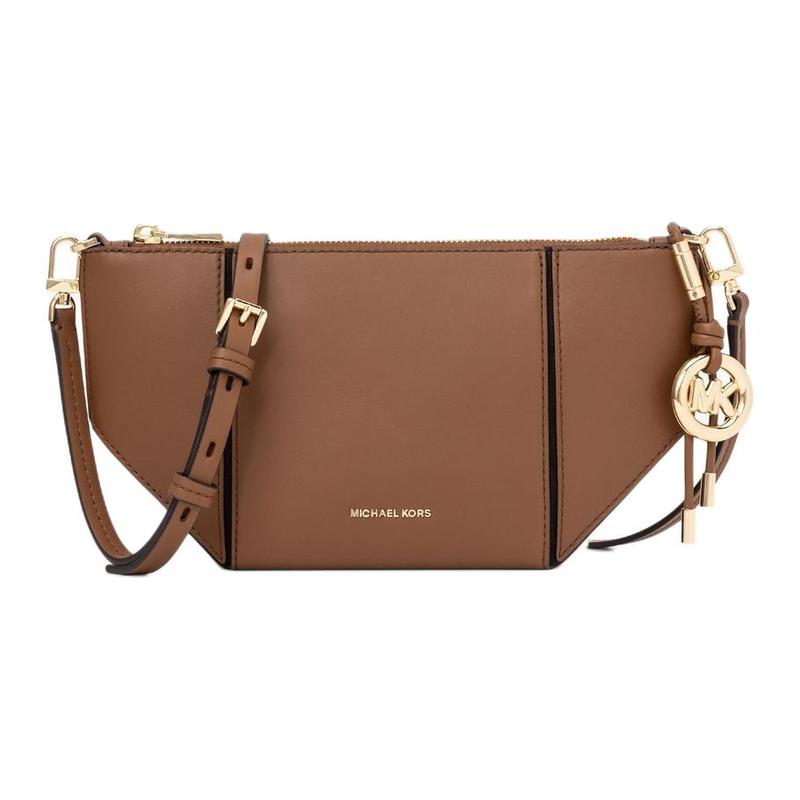 MICHAEL KORS Jordi top zipper detachable and adjustable shoulder strap cowhide crossbody bag small women's brown