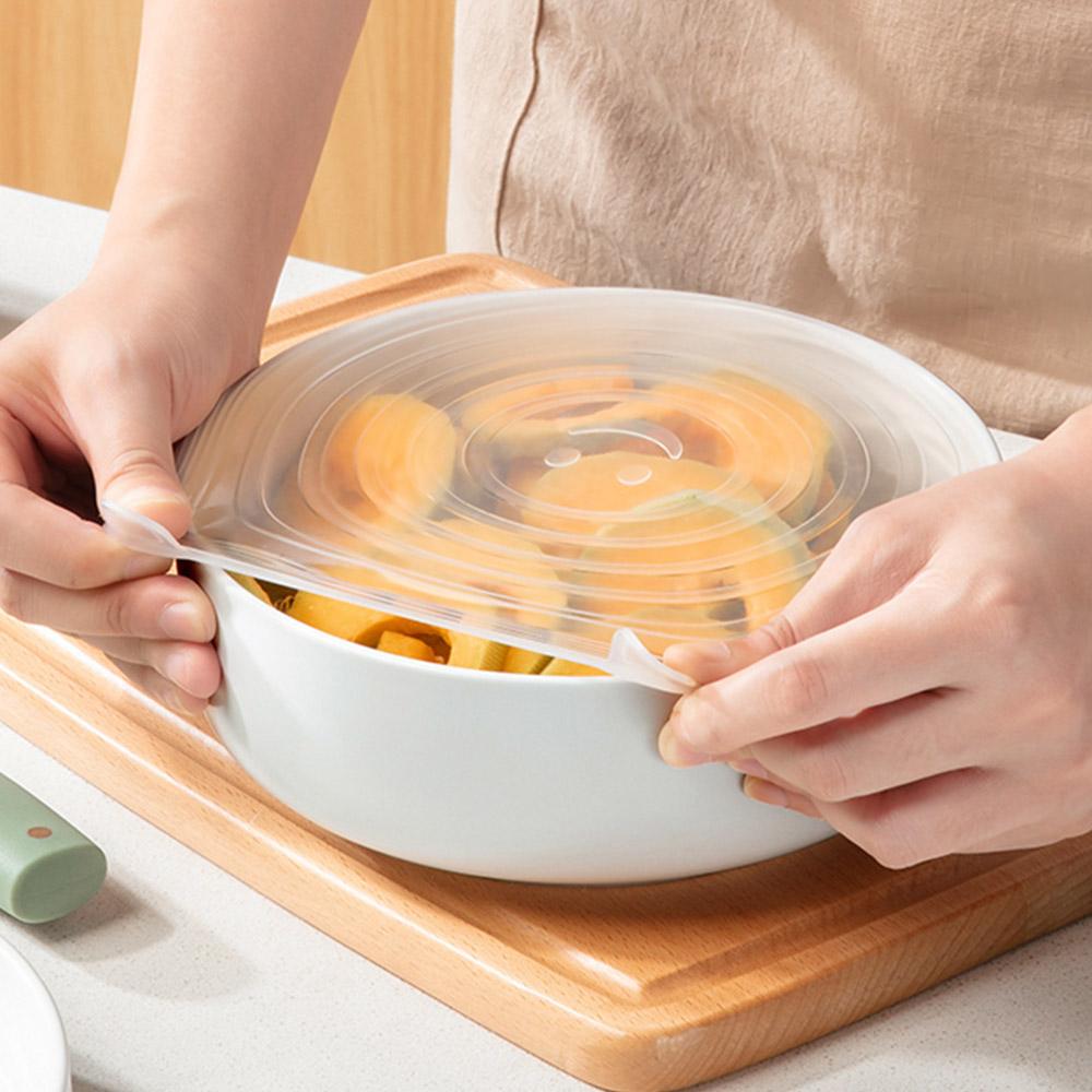 6PCS Adaptable Lid Silicone Cover Food Caps Elastic Stratchy Fresh Microwave Lids Stretch Silicone Cover for Kitchen Accessories