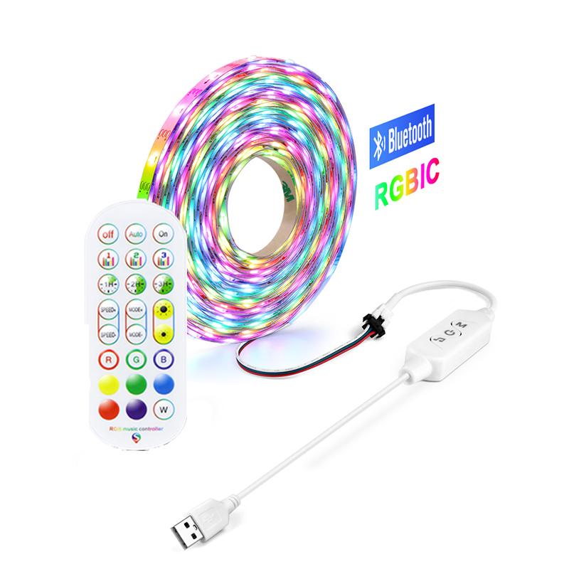 

Bluetooth USB 5V светодиодные фонари неоновая лента RGB IC WS2812 смарт-адресуемые пиксели светодиодная лента для спальни кухни телевизора окружающее освещение 1M/60LEDs
