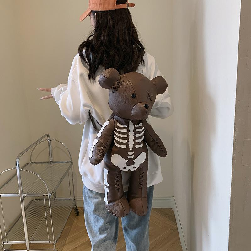 Internet Celebrity Cute Bear Backpack 2025 New Korean Version of Fashion Personality Literary Sweet Girl Travel Backpack