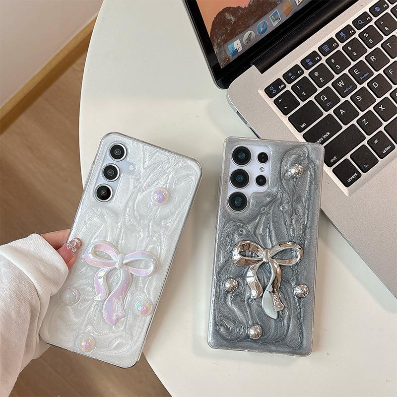 Epoxy Laser Beads A16 Mobile Phone Case For Samsung S24Plus Bow S23 Women'S S25Ultra