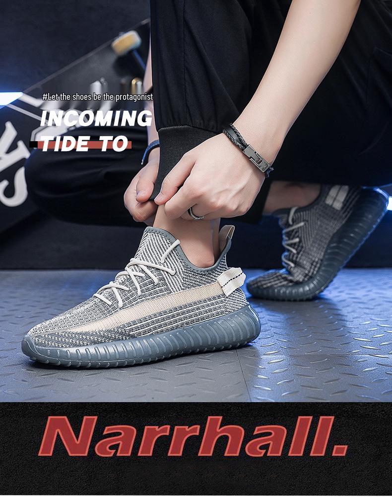 Men's Flyknit Mesh Breathable Casual Running Shoes with Jelly Sole